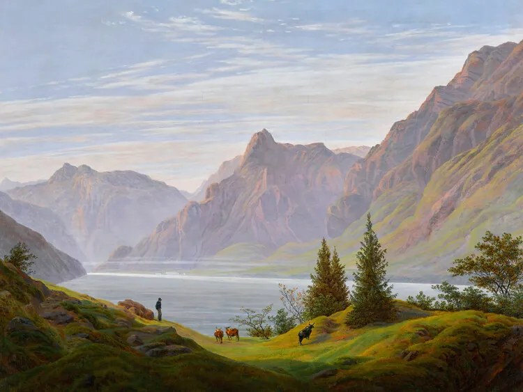 Reproducere A Mountain Lake in the Morning, Caspar David Friedrich