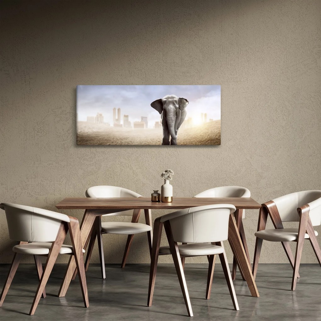 Tablou - Elefanți în oraș (120x50 cm)