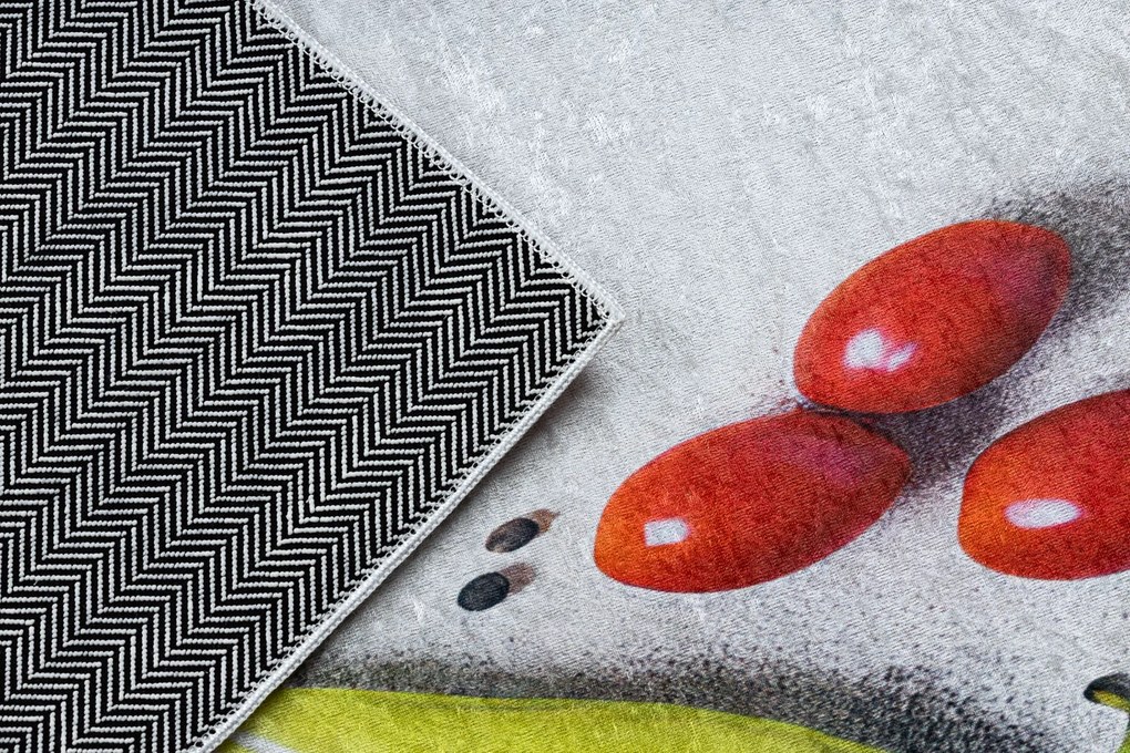 ANDRE 33580 covor lavabil Condimente, legume bucatarie, anti-alunecare - argint / verde