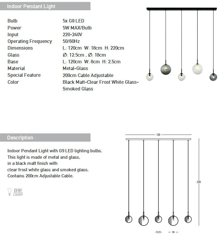 Lustra suspendata design decorativ Iris line fumuriu/frost-white