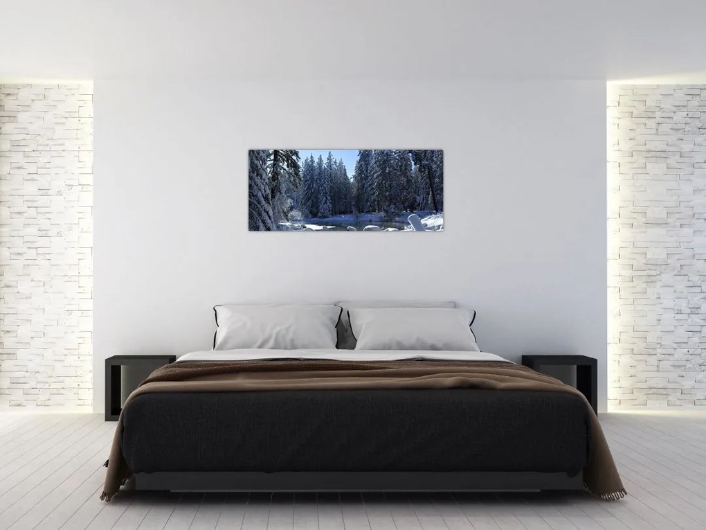 Tablou pădurii înzăpezite (120x50 cm)