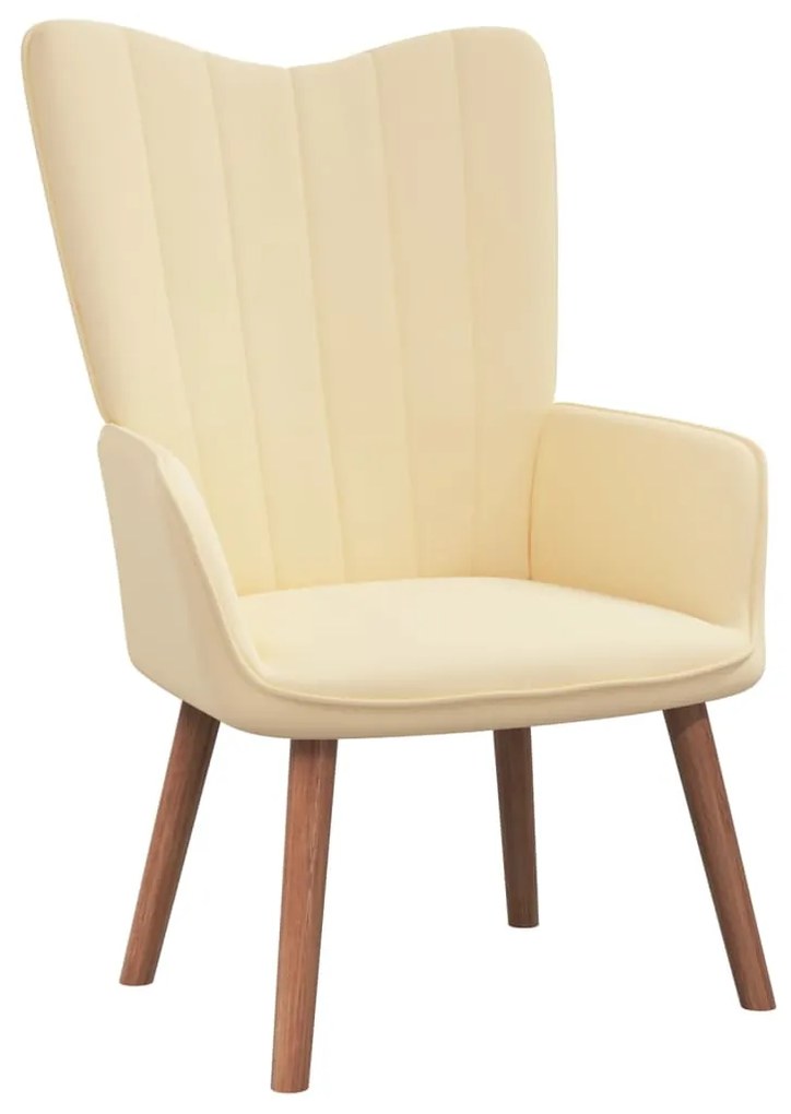 327664 vidaXL Scaun de relaxare, alb crem, catifea