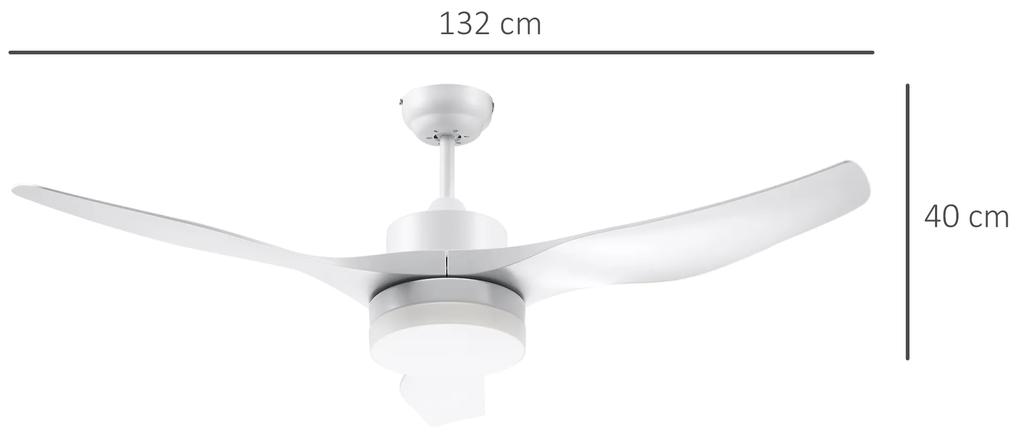 HOMCOM Ventilator de Tavan cu Lumini LED Reglabil in 3 Moduri , Φ132x40cm, Alb | Aosom Ro