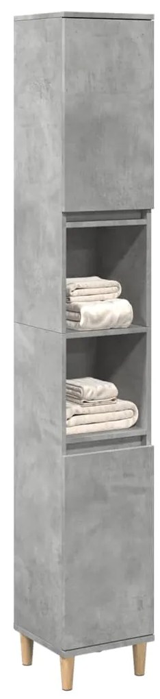 vidaXL Dulap de baie, gri beton, 30x30x190 cm, lemn prelucrat
