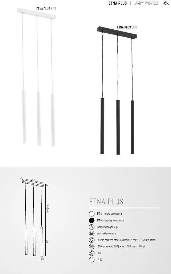 Lustra cu 3 pendule design minimalist Etna plus negru