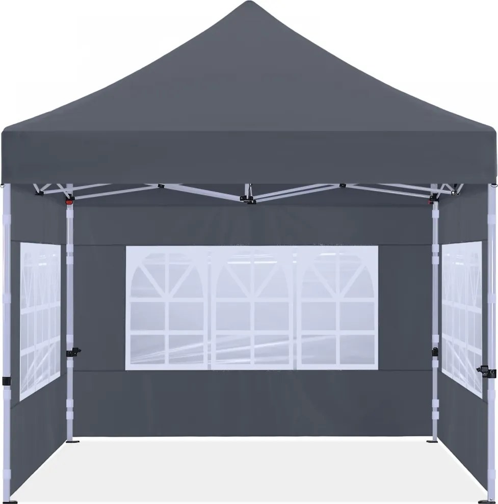 ABCCANOPY – Cort pliabil 3x3 m, înălțime reglabilă 3 trepte, pereți cu ferestre transparente, impermeabil, protecție împotriva zăpezii și ploii, Gri