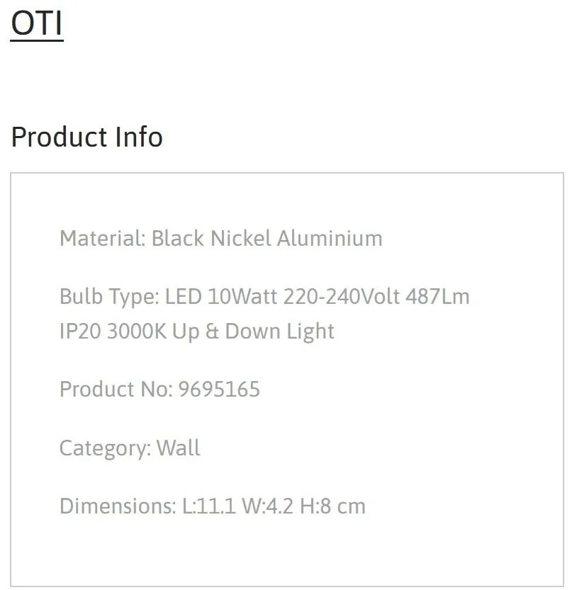 Aplica LED iluminat ambiental Up & Down OTI nickel negru, NVL-9695165