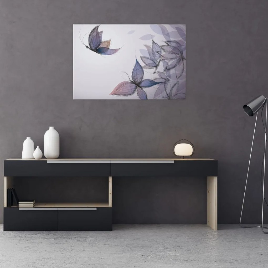 Tablou - Fluturi desenați (90x60 cm)