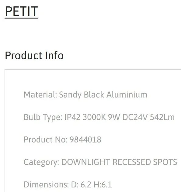 Spot LED incastrabil tavan fals / plafon IP42 PETIT negru