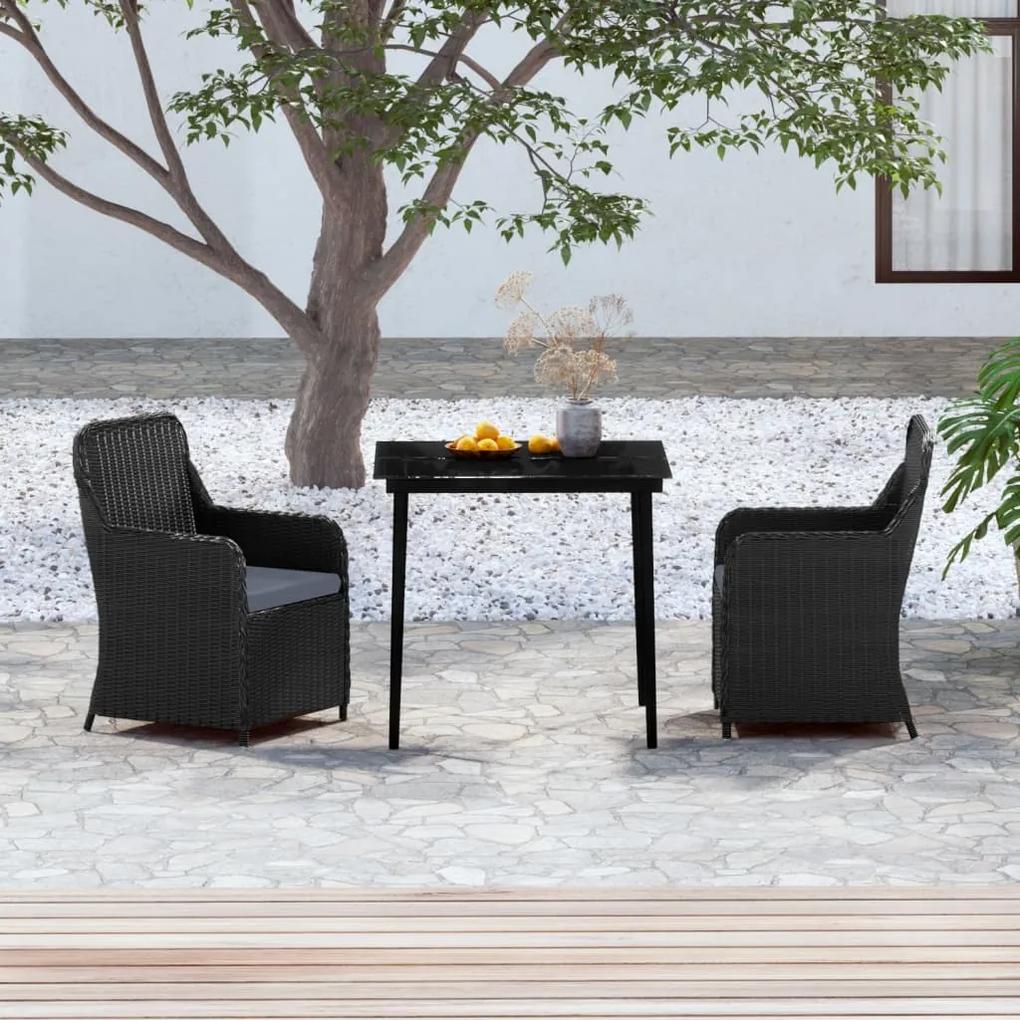 3099541 vidaXL Set mobilier de grădină cu perne, 3 piese, negru