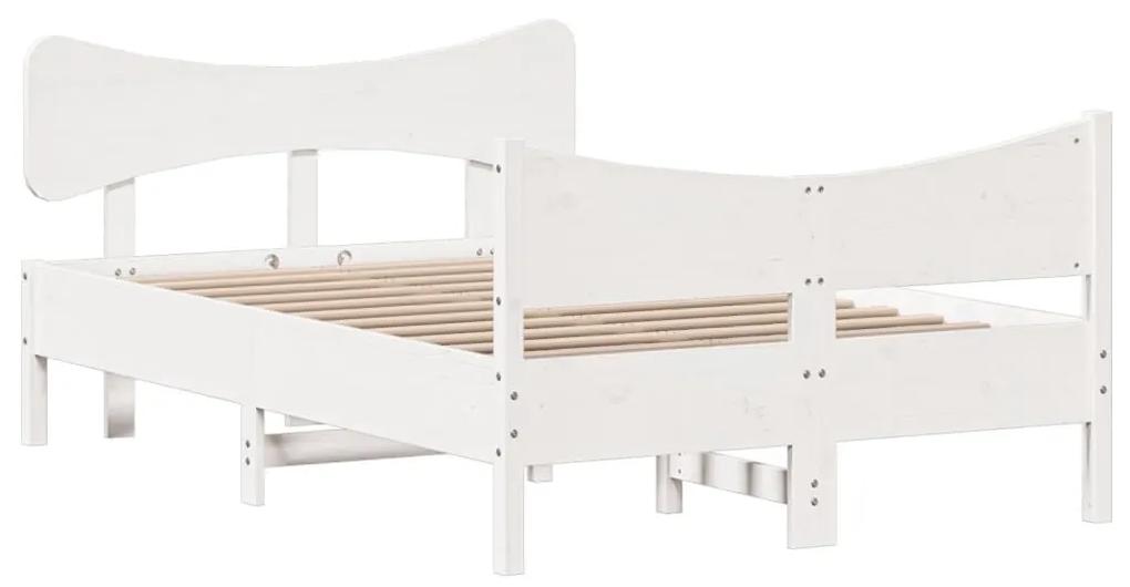 3216385 vidaXL Cadru de pat cu tăblie, alb, 120x200 cm, lemn masiv de pin