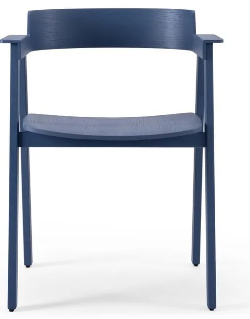 Scaun de dining albastru cu cotiere din lemn de stejar Flip – Gazzda