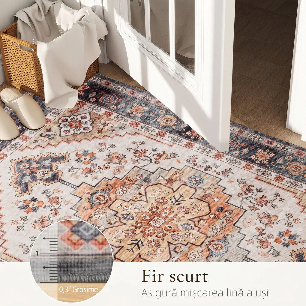 HOMCOM Covor cu Fir Scurt Boem Antiderapant și Lavabil 230x160 cm Maro | Aosom Romania