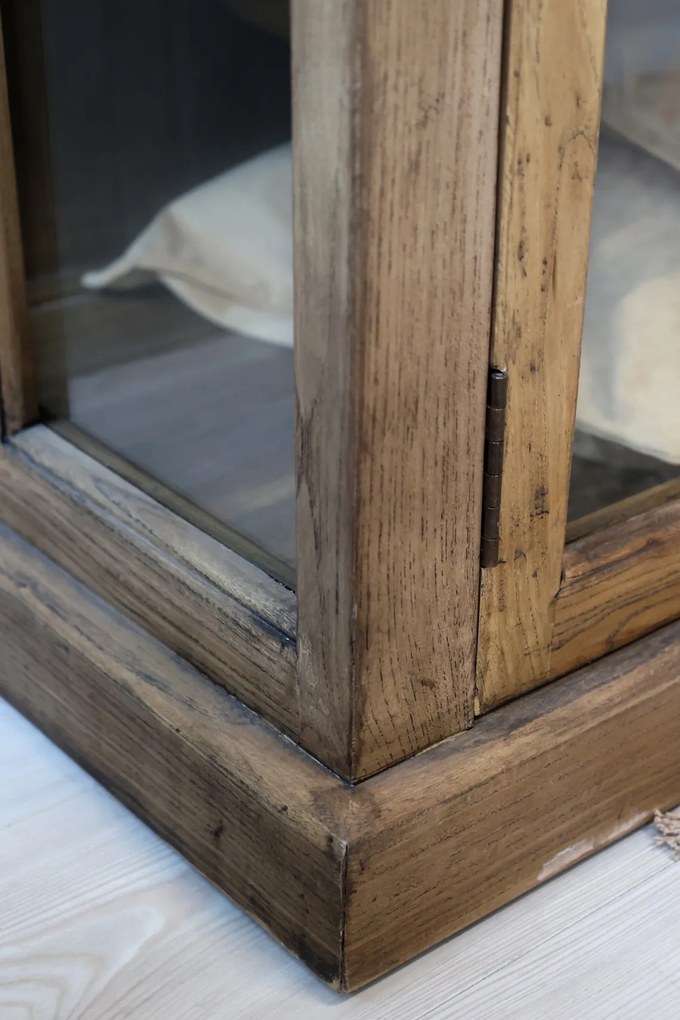 Vitrina din lemn masiv, cu 8 usi si rafturi, finisaj natural, Marseille