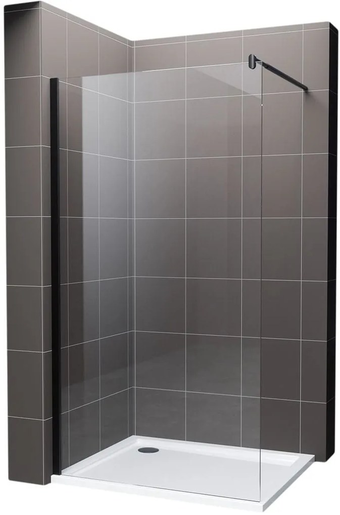 Hagser Bertina perete cabină de duș walk-in 80 cm negru mat/sticla transparentă HGR00000022