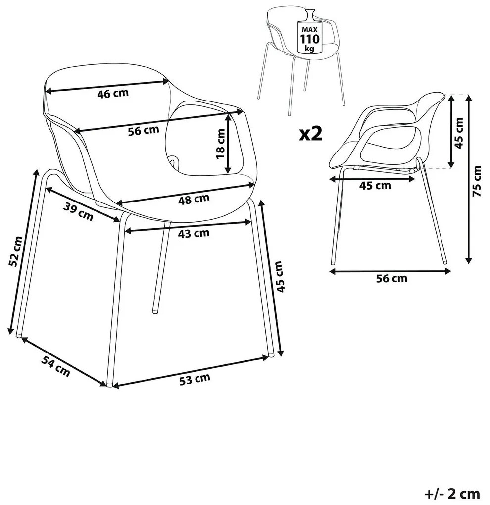 Set 2 buc. scaune pentru sufragerie Elbasan (gri deschis). 1009838