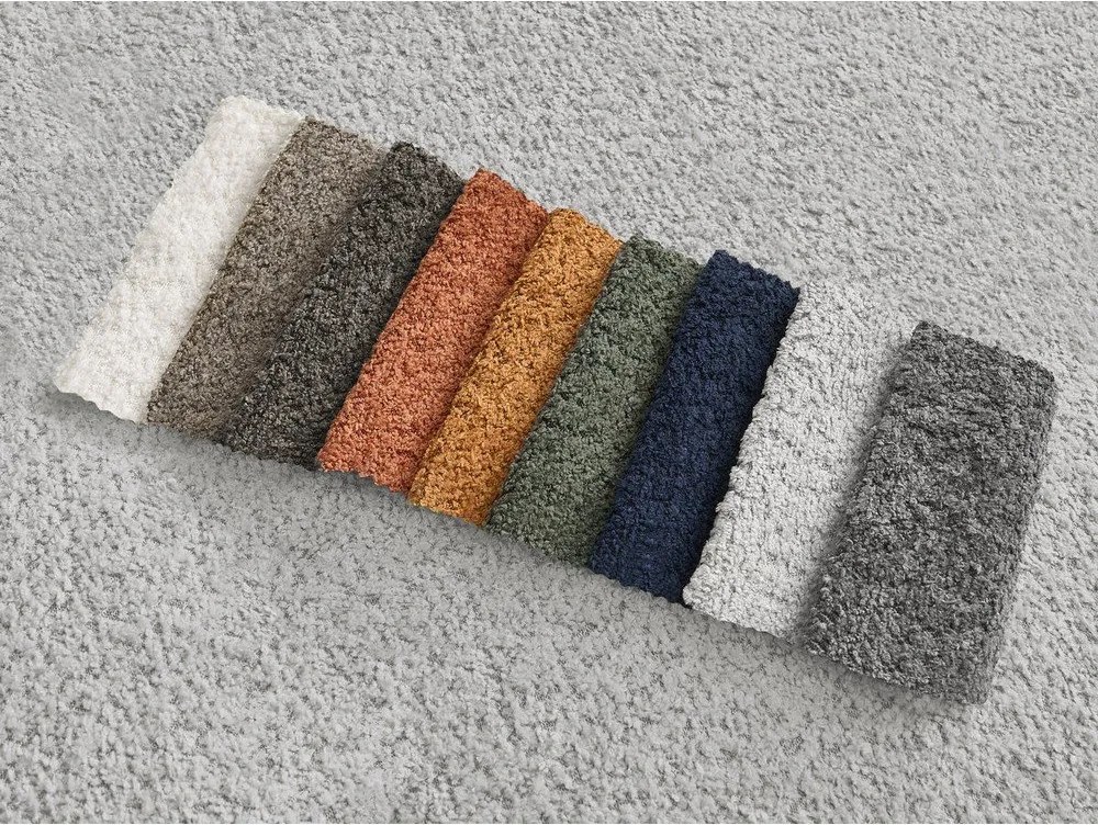 Colțar gri deschis cu tapițerie din țesătură bouclé (cu colț pe partea dreaptă/cu șezlong) Azra – Bobochic Paris