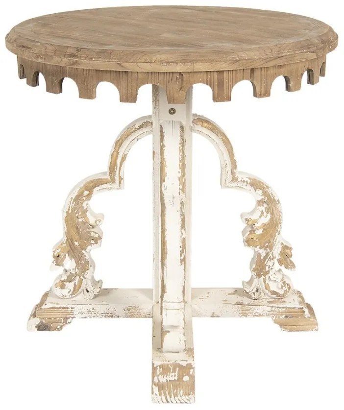 Măsuță laterală rotundă, shabby chic, cu finisaj antichizat, Éléonore