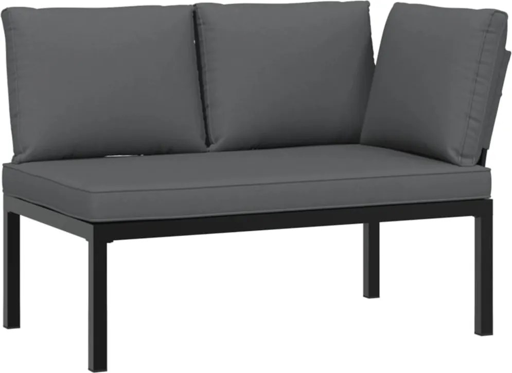 vidaXL Bancă de grădină cu perne, negru, aluminiu