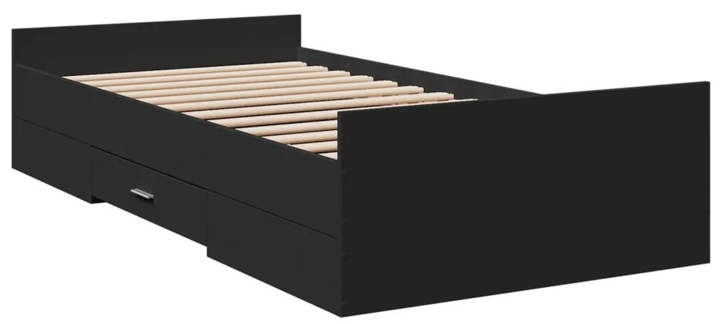 3280329 vidaXL Cadru de pat cu sertare, negru, 100x200 cm, lemn prelucrat