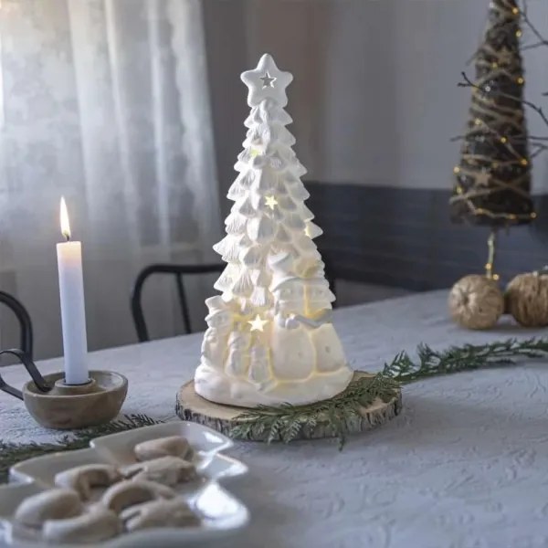 Decorațiune LED de Crăciun, brăduț, 2xAA, lumină alb caldă