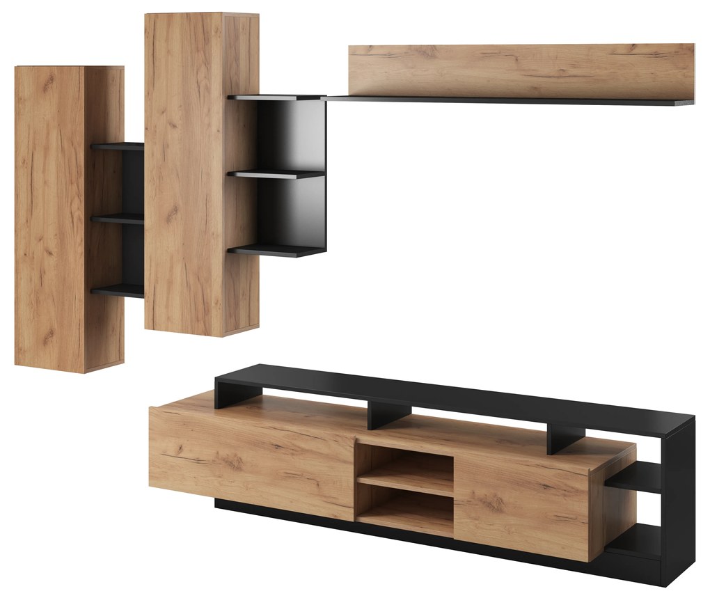 Mobilier living Alvera (stejar craft auriu + antracit). 1041166