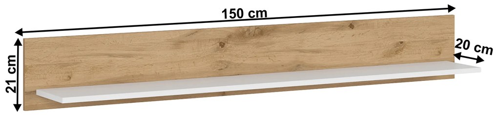 Raft 150 cm Vilgi 150 (alb + stejar wotan). 1064646