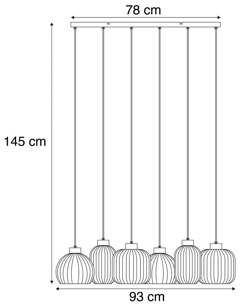 Design hanglamp zwart met smoke glas 6-lichts - Ana