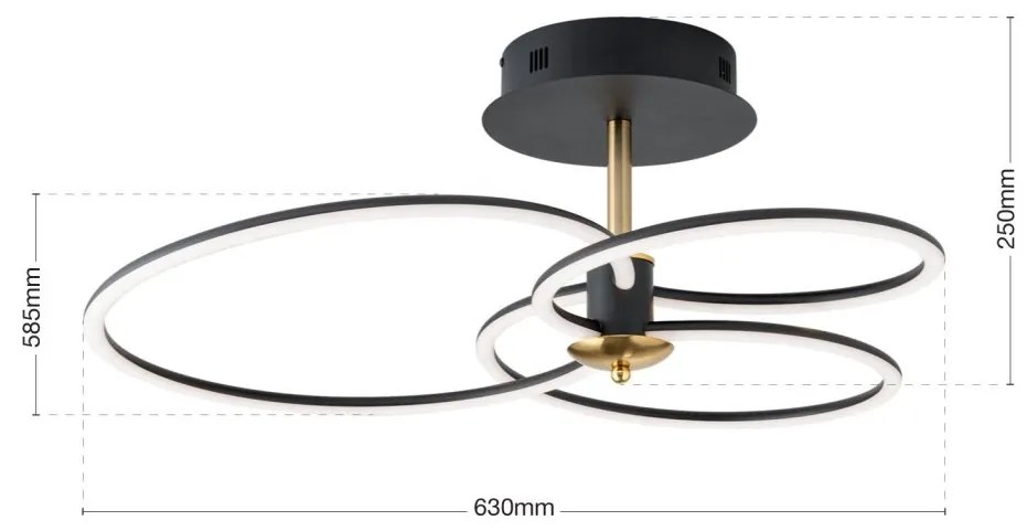 Lustra LED aplicata stil minimalist CHARLOTTE negru/auriu