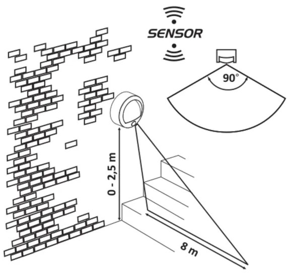 Rabalux 7980 - LED Aplică perete exterior cu senzor AMARILLO LED/1,5W/3xAA IP44 alb