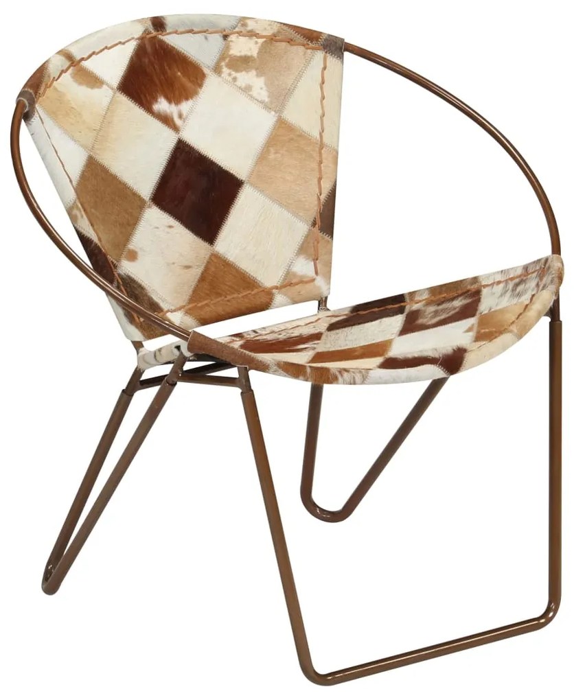 246370 vidaXL Scaun cu romburi, maro, piele naturală