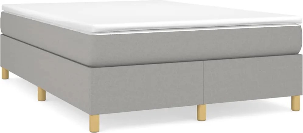 vidaXL Cadru de pat cu arcuri, gri deschis, 140x190 cm, textil