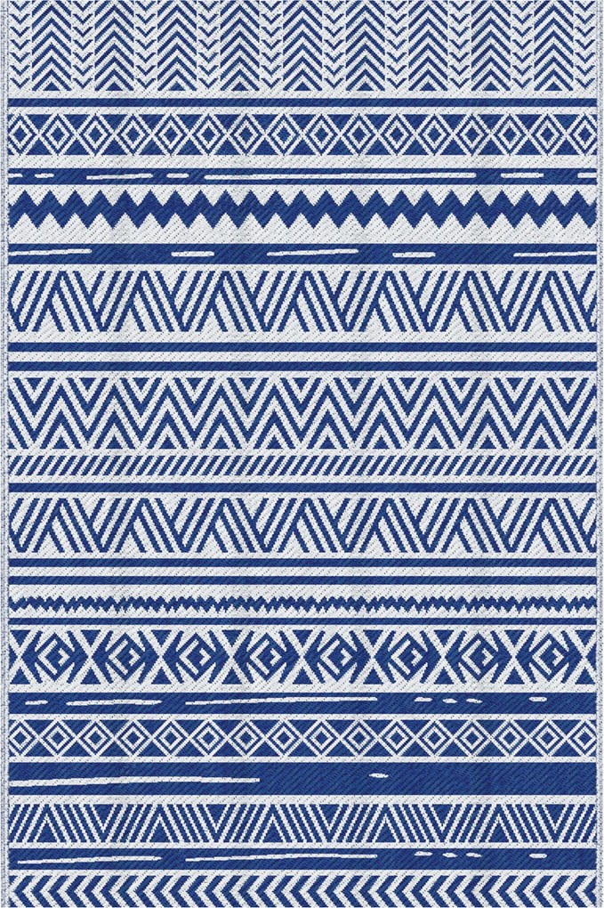 Outsunny Covor pentru Exterior 182x274 cm Reversibil, Covor Pliabil din Polipropilen 310 g/m² Albastru si Alb | Aosom Romania