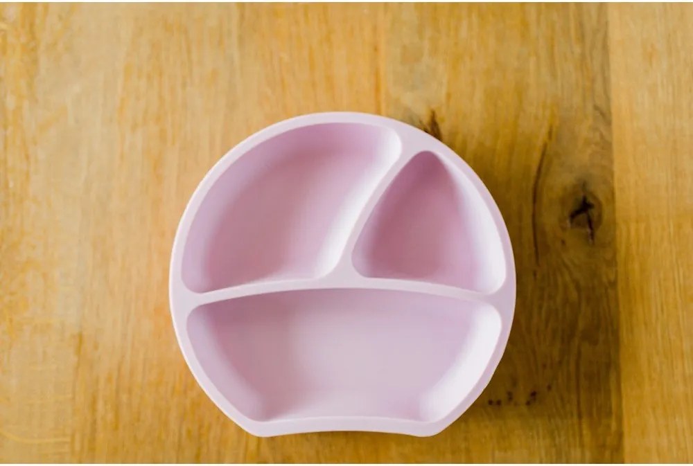 Farfurie pentru copii roz-deschis din silicon 19x20,5 cm – Kindsgut
