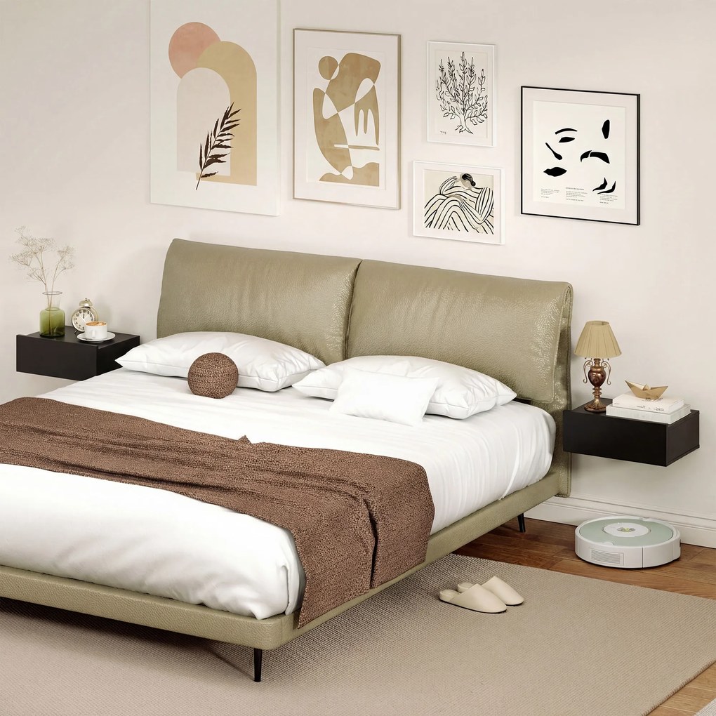 HOMCOM Set de 2 Noptiere Suspendate cu Sertar, 40x30x15 cm, Negru | Aosom Romania