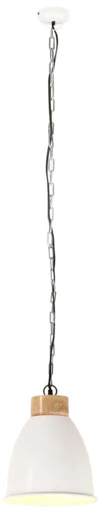Lampa suspendata industriala, alb, 23 cm, lemn masivfier, E27 1, 23 cm, Alb, Alb