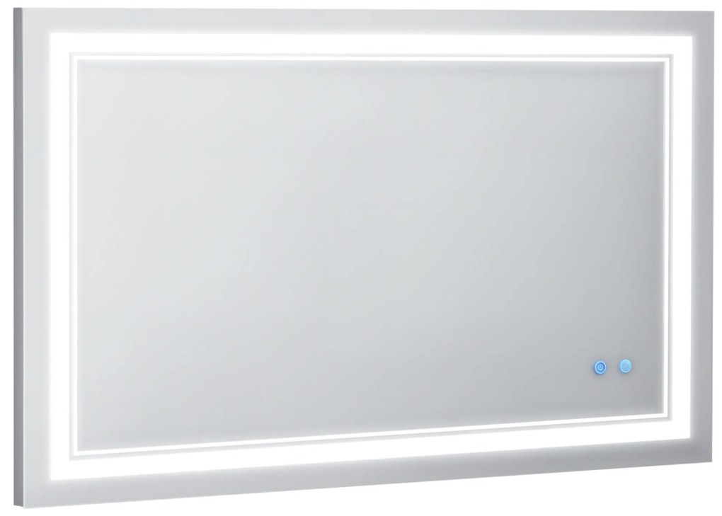 kleankin Oglindă de baie cu iluminare LED, Funcție de memorie, Comutator tactil, Protecție împotriva stropirii cu apă, Argintiu | Aosom Romania