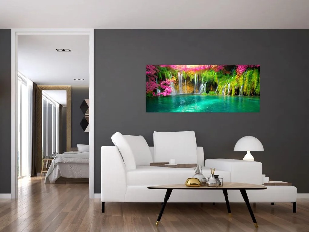 Tablou - Cascada, Lacurile Plitvice, Croația (120x50 cm)