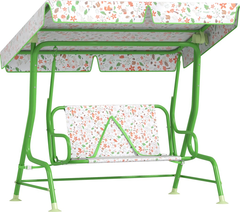 AIYAPLAY Leagăn pentru Copii cu Copertină Reglabilă și Centură de Siguranță, 120x112x75 cm, Verde | Aosom Romania