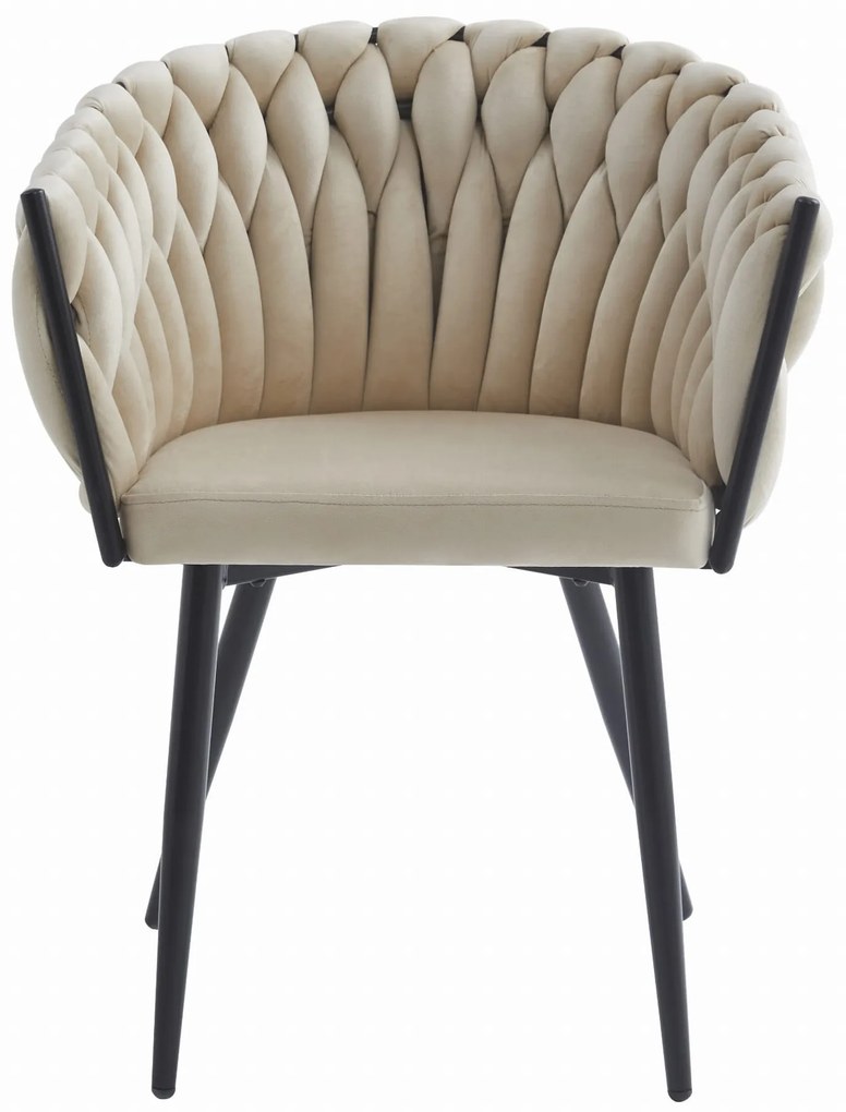 Fotoliu de sufragerie beige ORION VELVET cu picioare negre