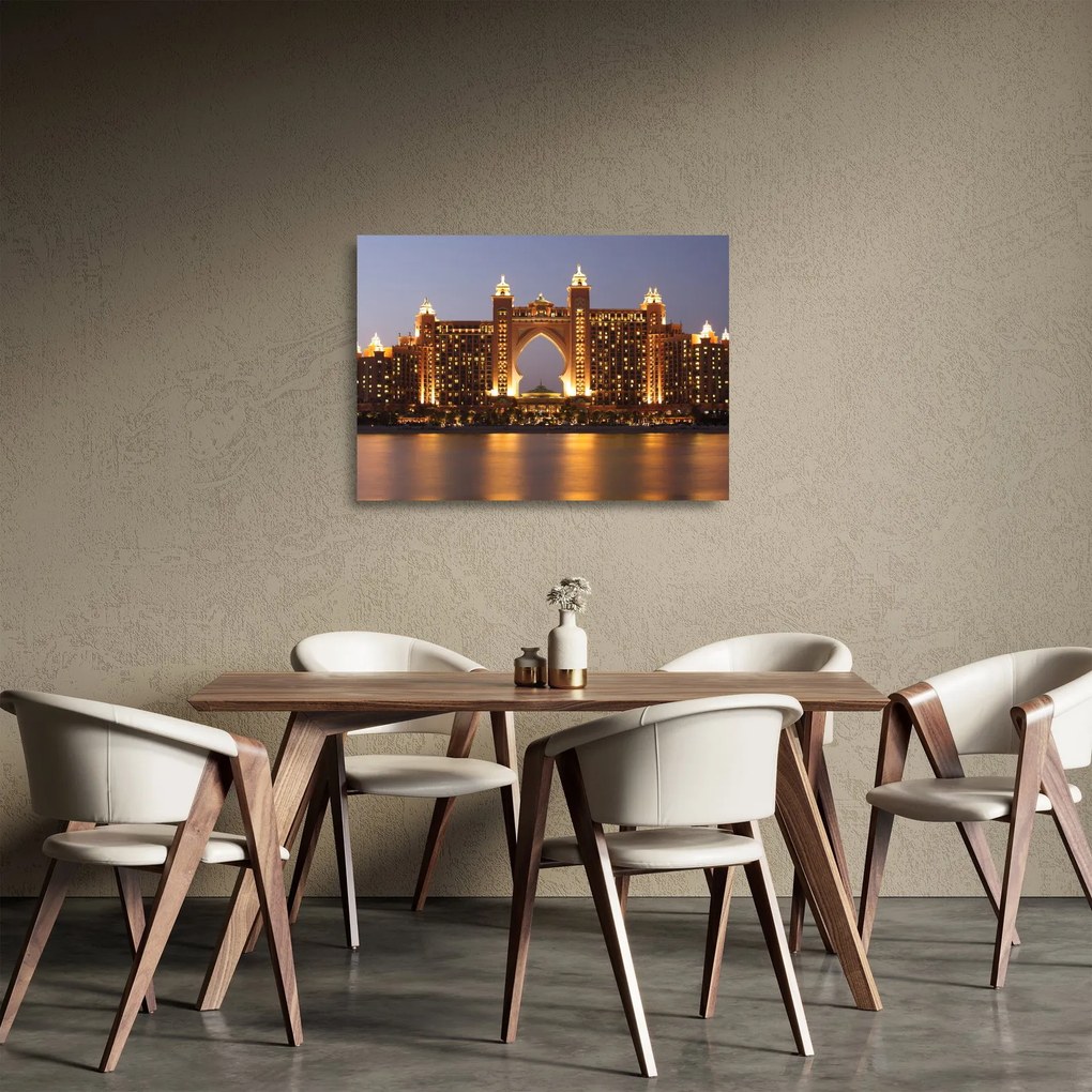 Tablou pe sticlă construcției în Dubai (70x50 cm)