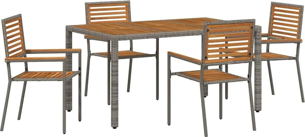 vidaXL Set de masă pentru grădină 5 pcs Gri și Brown poliratan