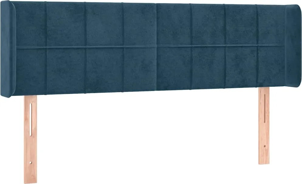 vidaXL Tăblie pat cu aripioare albastru închis 147x16x78/88 cm catifea