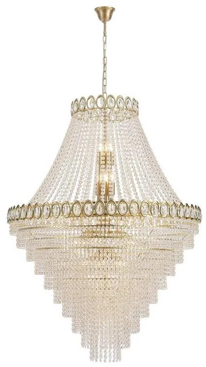 Lustra casa scarii alama satin, cristal transparent Louis Phillipe 28L