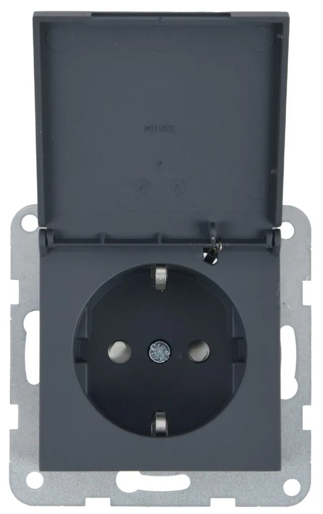 Priza simpla cu impamantare si capac, protectie copii, 16A, IP20, Night, Panasonic Karre Plus 55 Soft Touch