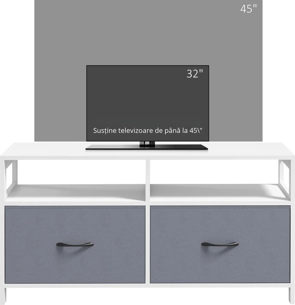 Suport Dulap TV pentru Televizoare de pana la 45”, cu Sertare Pliabile si Rafturi de Depozitare pentru Camera de Zi, Dormitor HOMCOM | Aosom Romania