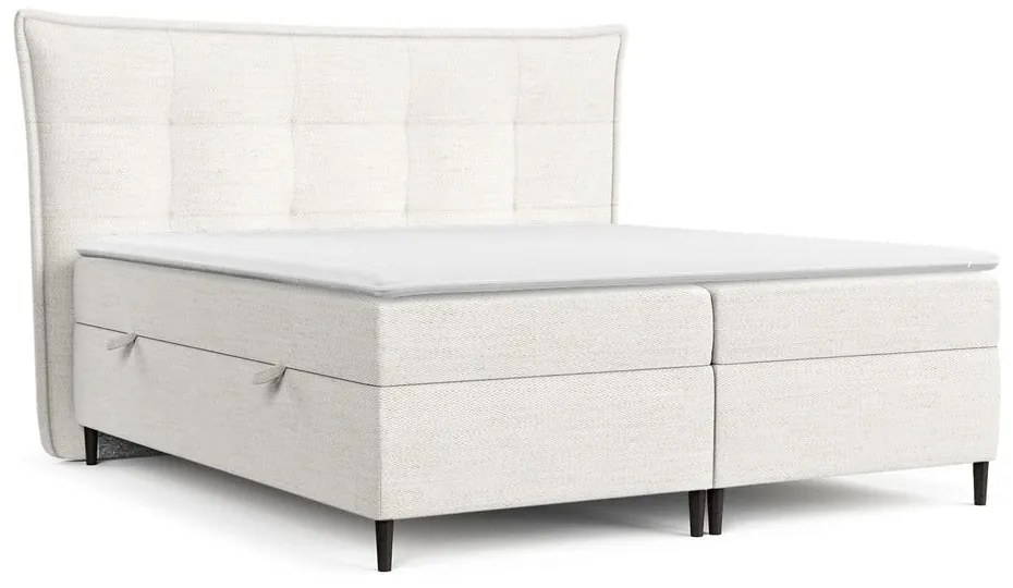 Pat boxspring crem cu spațiu de depozitare 200x200 cm Sinai – Maison de Rêve
