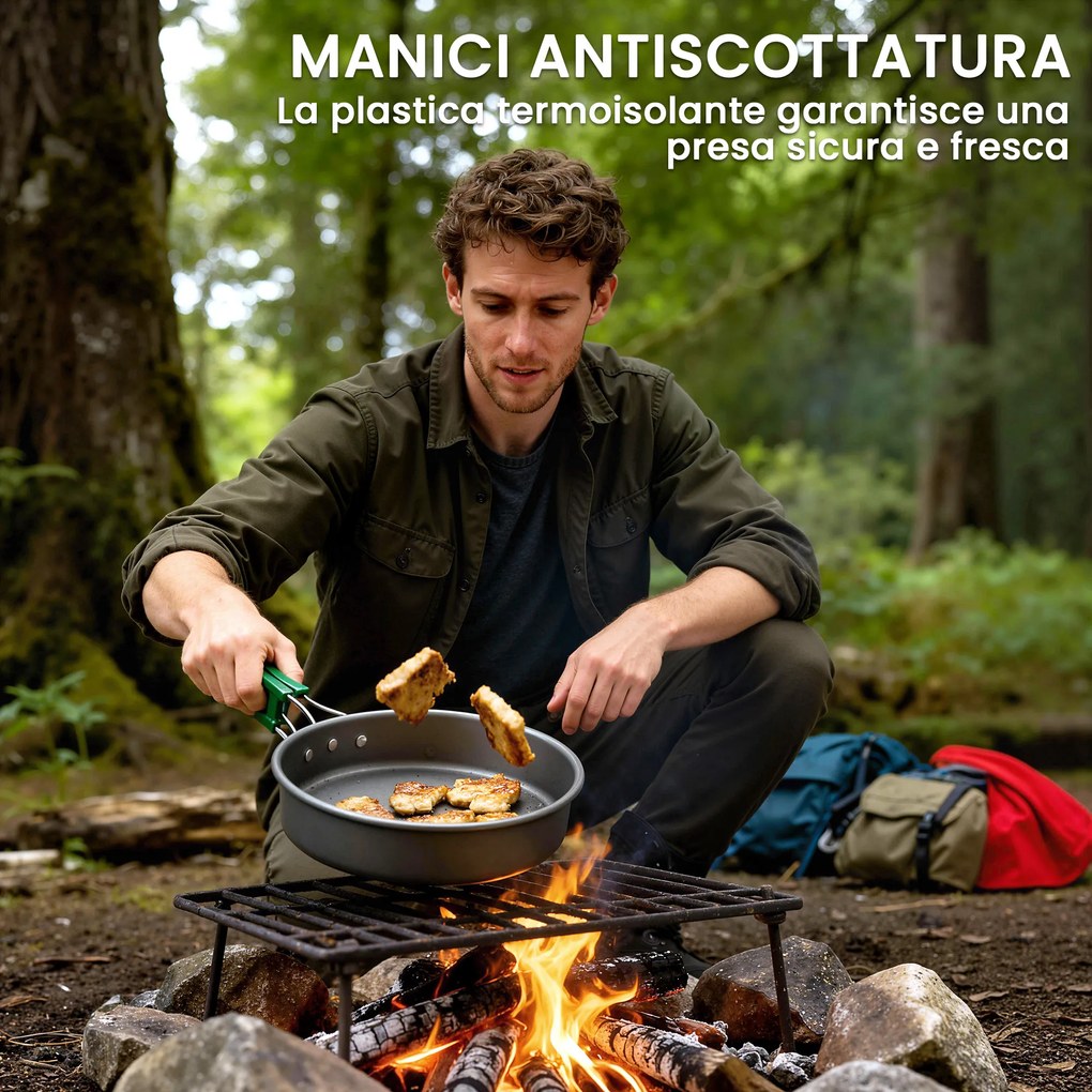 Outsunny Set de Vase pentru Camping 4-5 Persoane, Kit Gătit din Aluminiu, Gri | Aosom Romania