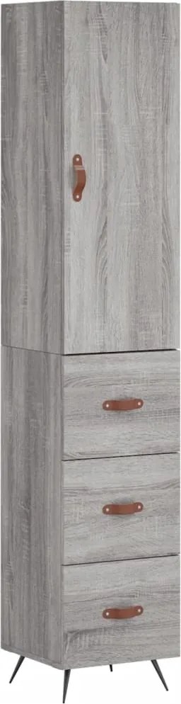 vidaXL Dulap înalt, gri sonoma, 34,5x34x180 cm, lemn prelucrat