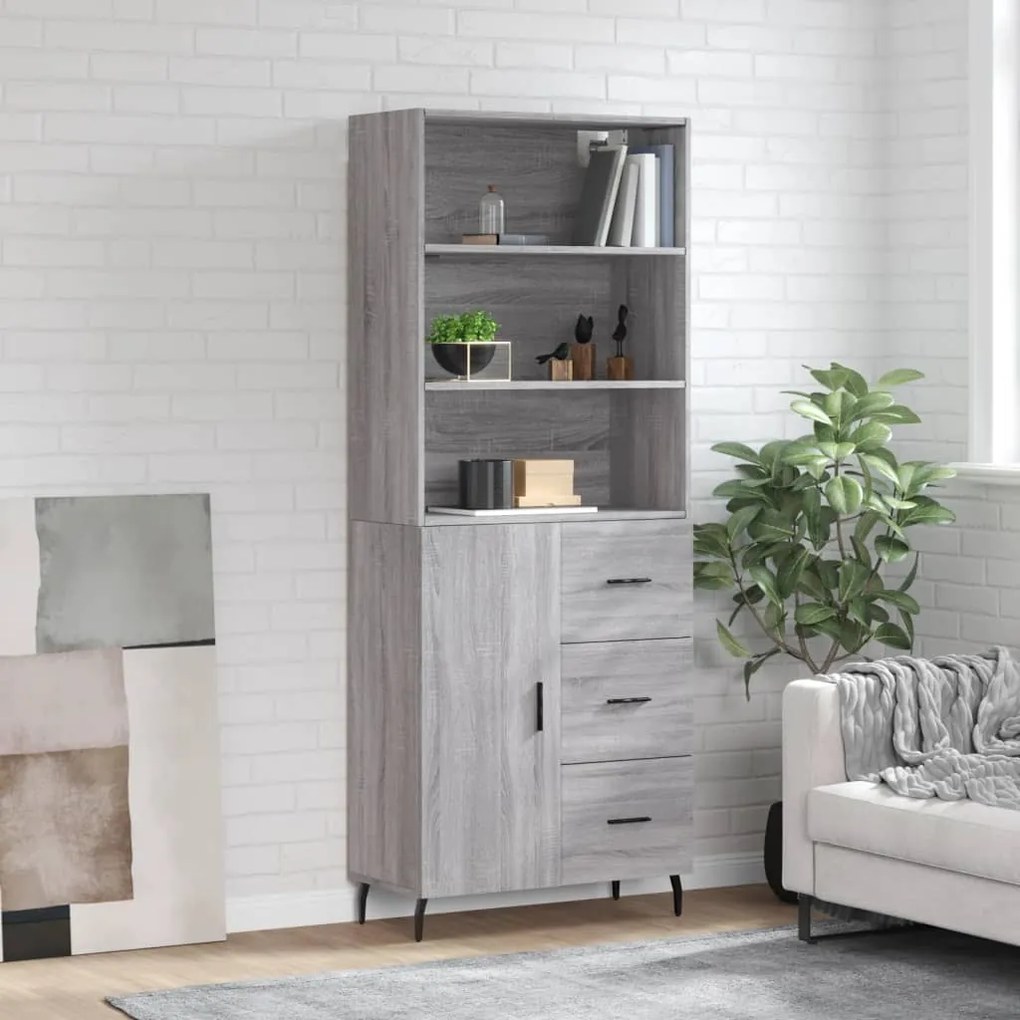 vidaXL Dulap înalt, gri sonoma, 69,5x34x180 cm, lemn compozit